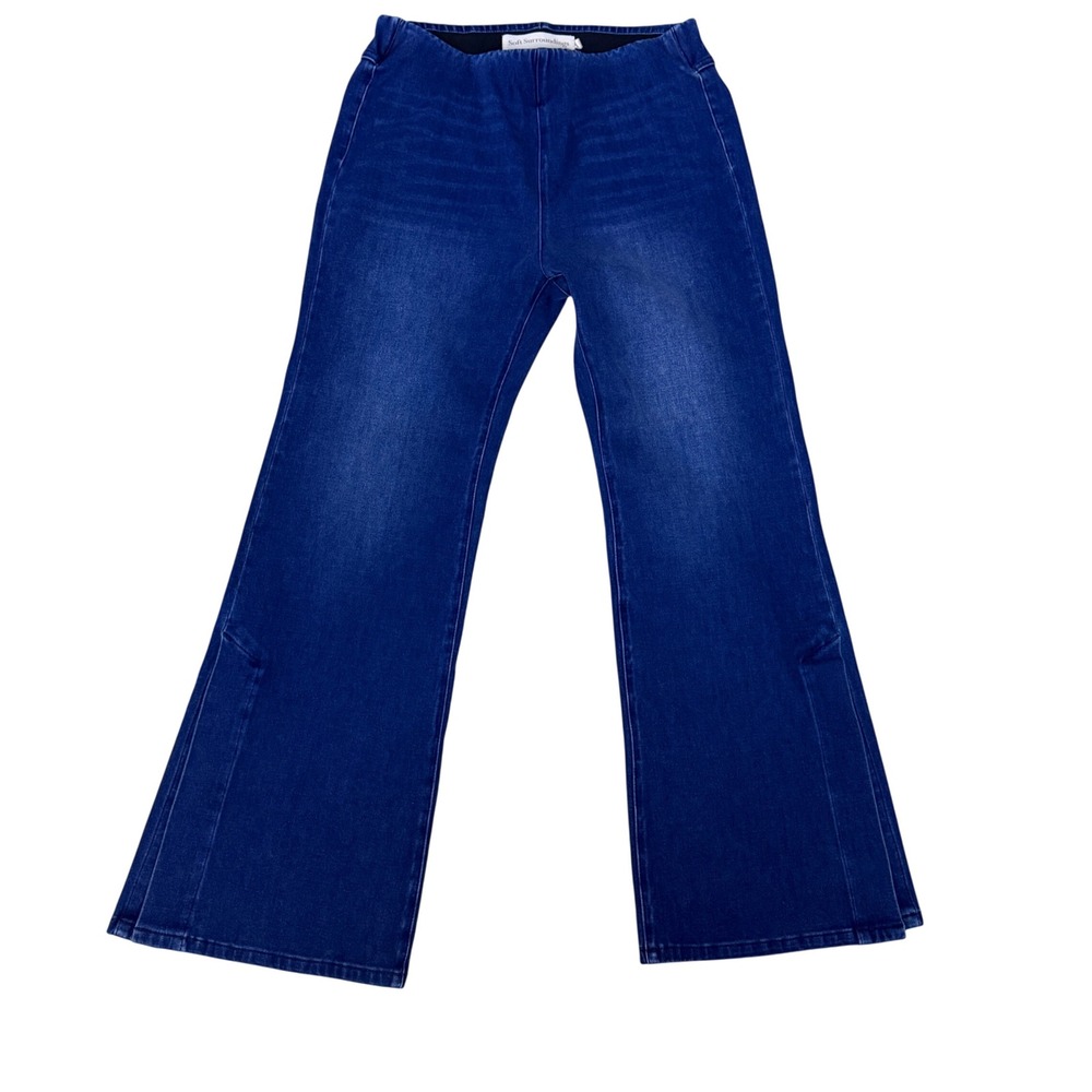 Soft Surroundings Flared Leg Jeans Wide Leg Split Hem Stretch Denim Blue Women M